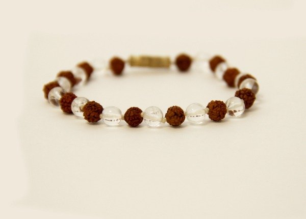 Rudraksha & Crystal Quartz Bracelet